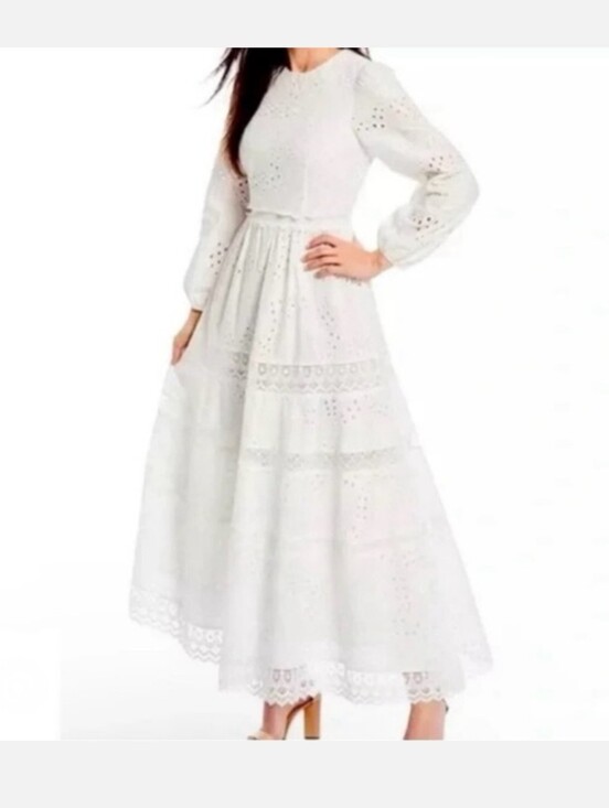 ANTONIO MELANI Dresses & Skirts - ANTONIO MELANI White Eyelet Tiered Maxi Dress Skirt
